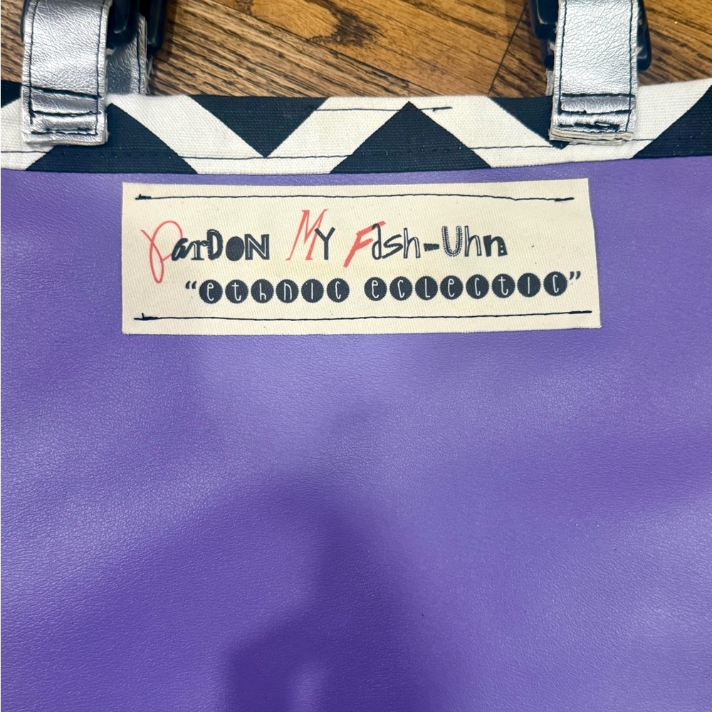 Artistic Purple and Black Tote Bag - Picture 4 of 4